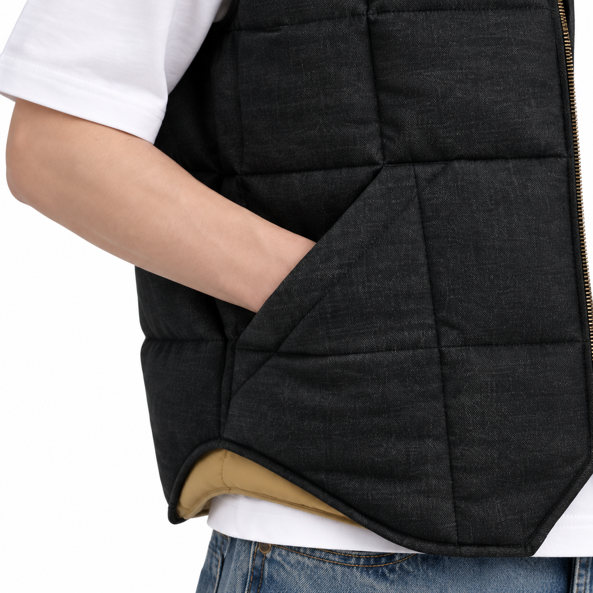 Gilet Seattle Imbottito in Piuma d'Oca Black Denim