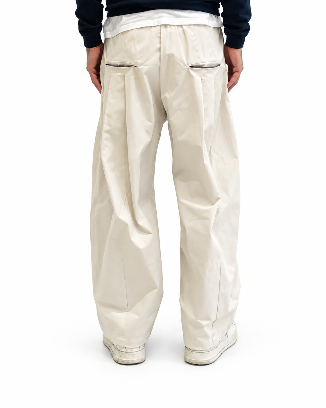 Pantalone Garcon con Pinces Bianco Lana