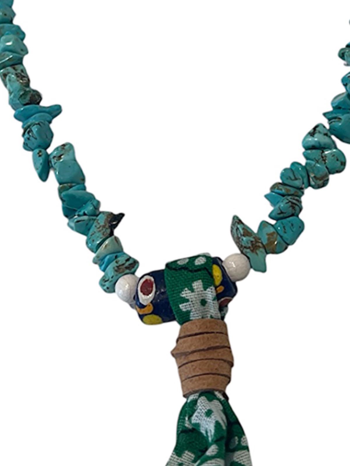 Collana Nomade Marrakech – Turquoise Chips & Bandana Green