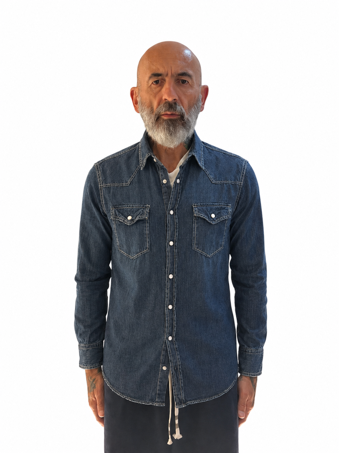 Camicia Denim Western – Stonewash Indigo (denim ultraleggero)