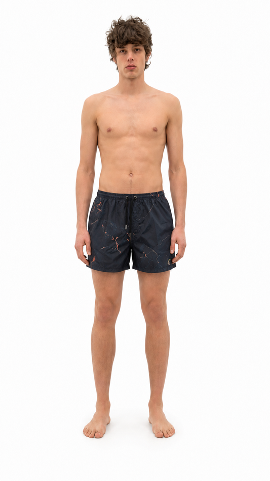 Short Classic Beachwear – Black Marble