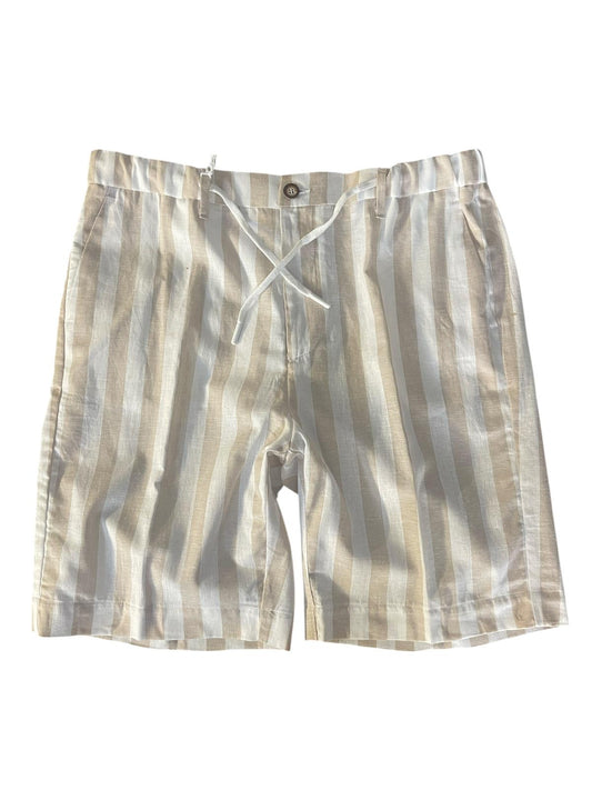Bermuda Verdera Luxury – Righe Beige e Bianche in Lino e Cotone