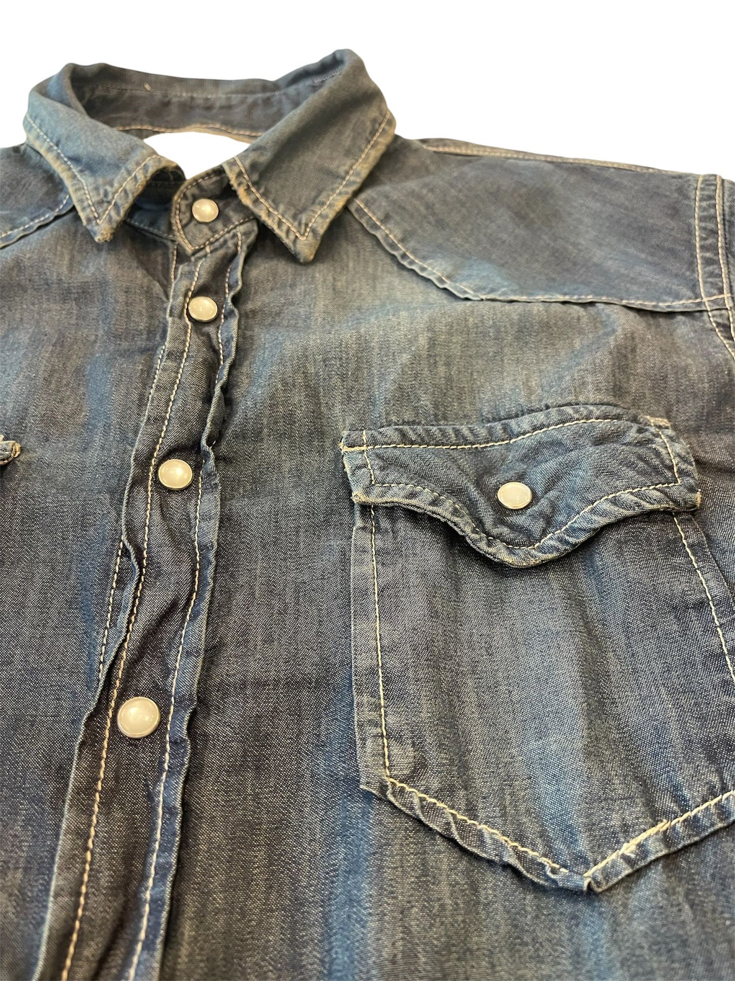 Camicia Denim Western – Stonewash Indigo (denim ultraleggero)