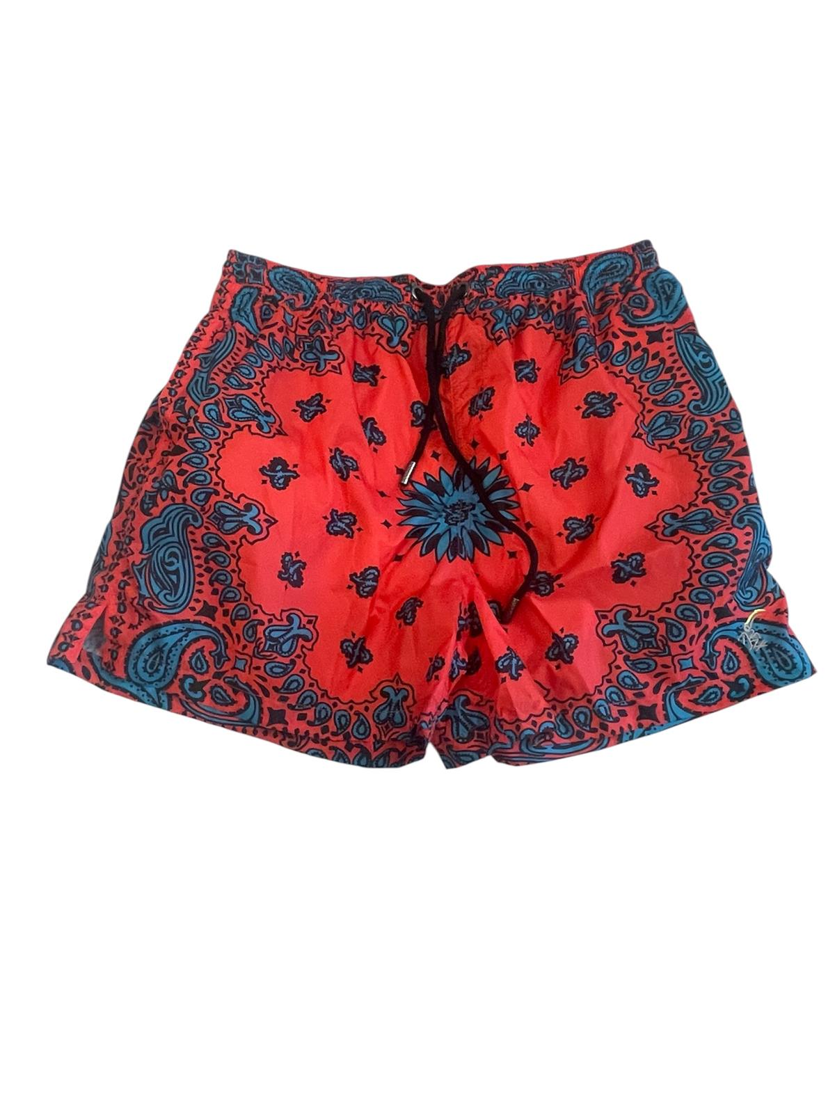 Short Classic Beachwear – Bandana Fire & Turquoise