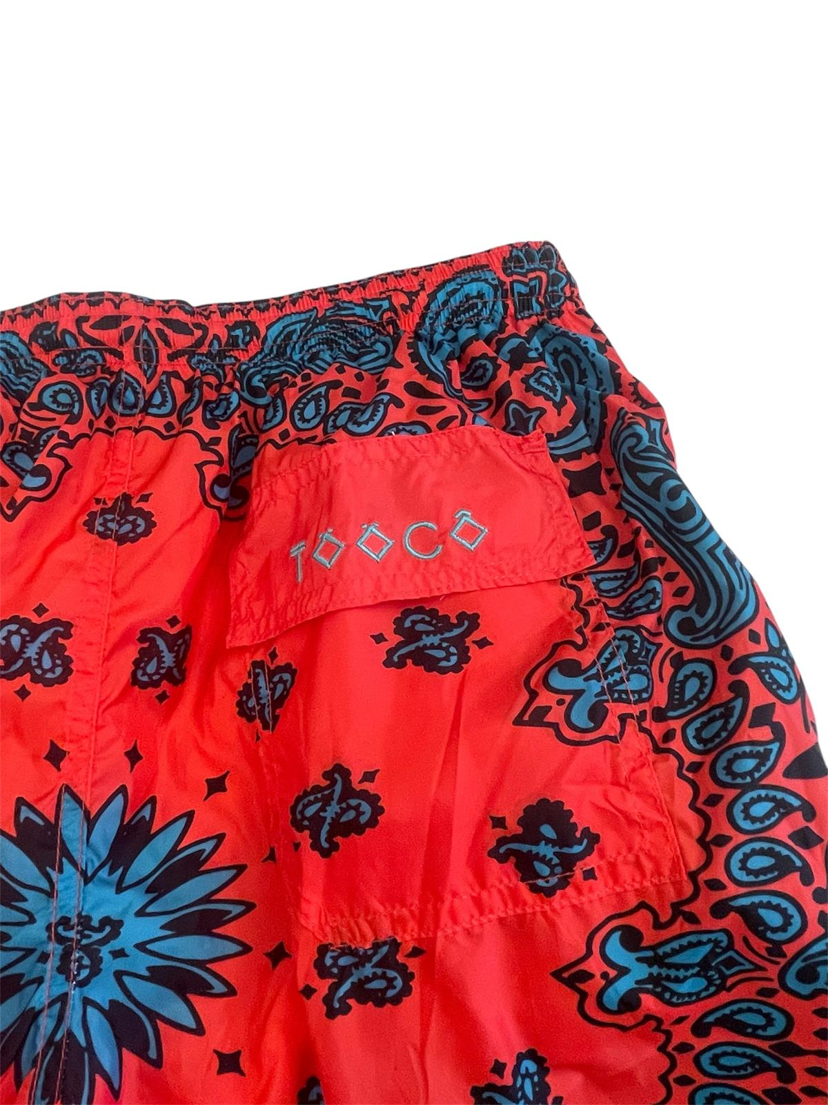 Short Classic Beachwear – Bandana Fire & Turquoise