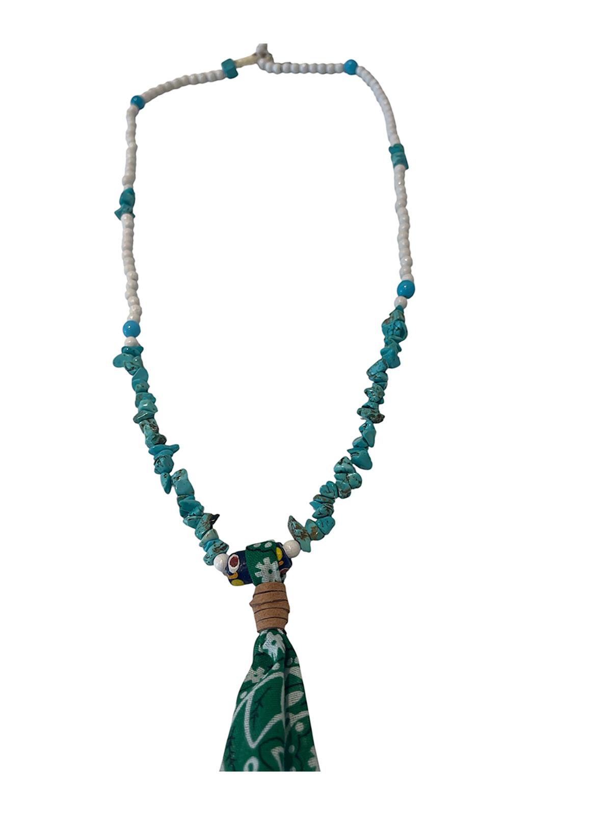 Collana Nomade Marrakech – Turquoise Chips & Bandana Green