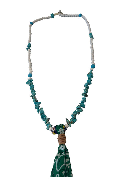 Collana Nomade Marrakech – Turquoise Chips & Bandana Green