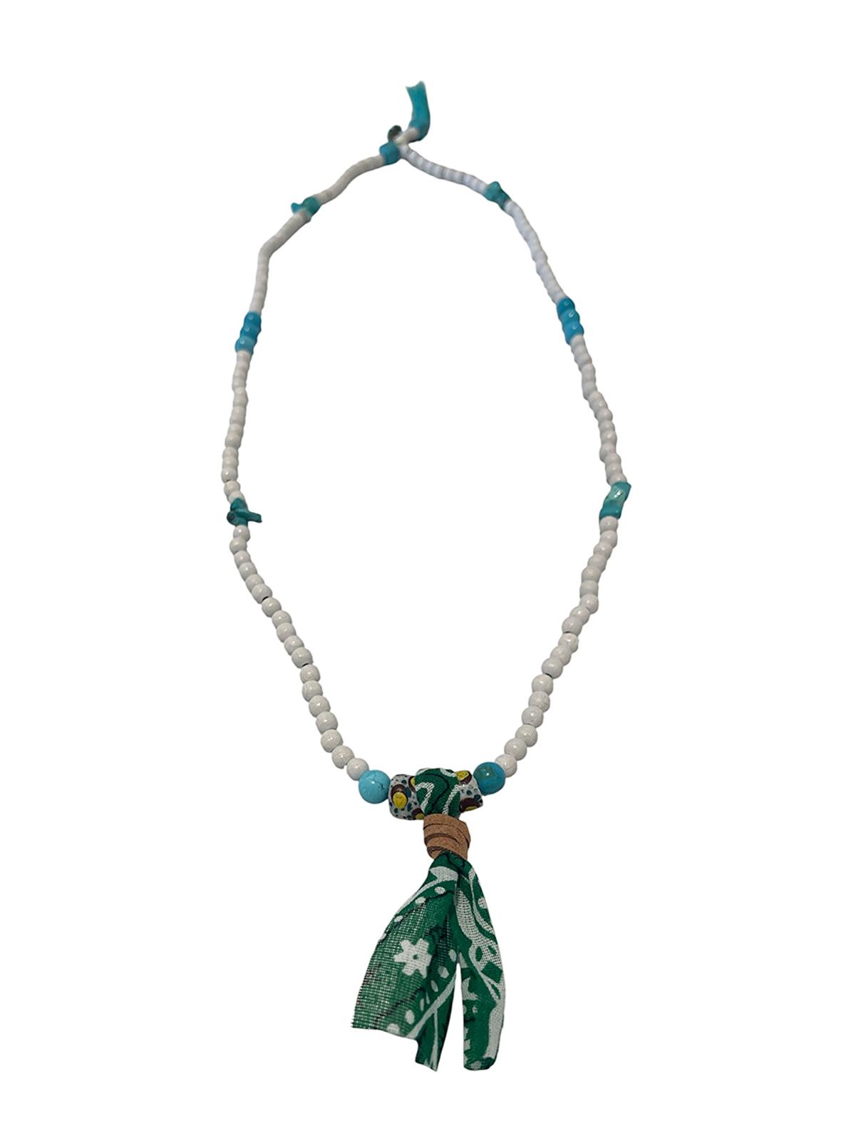 Collana Nomade Marrakech – White Pearl & Bandana Green