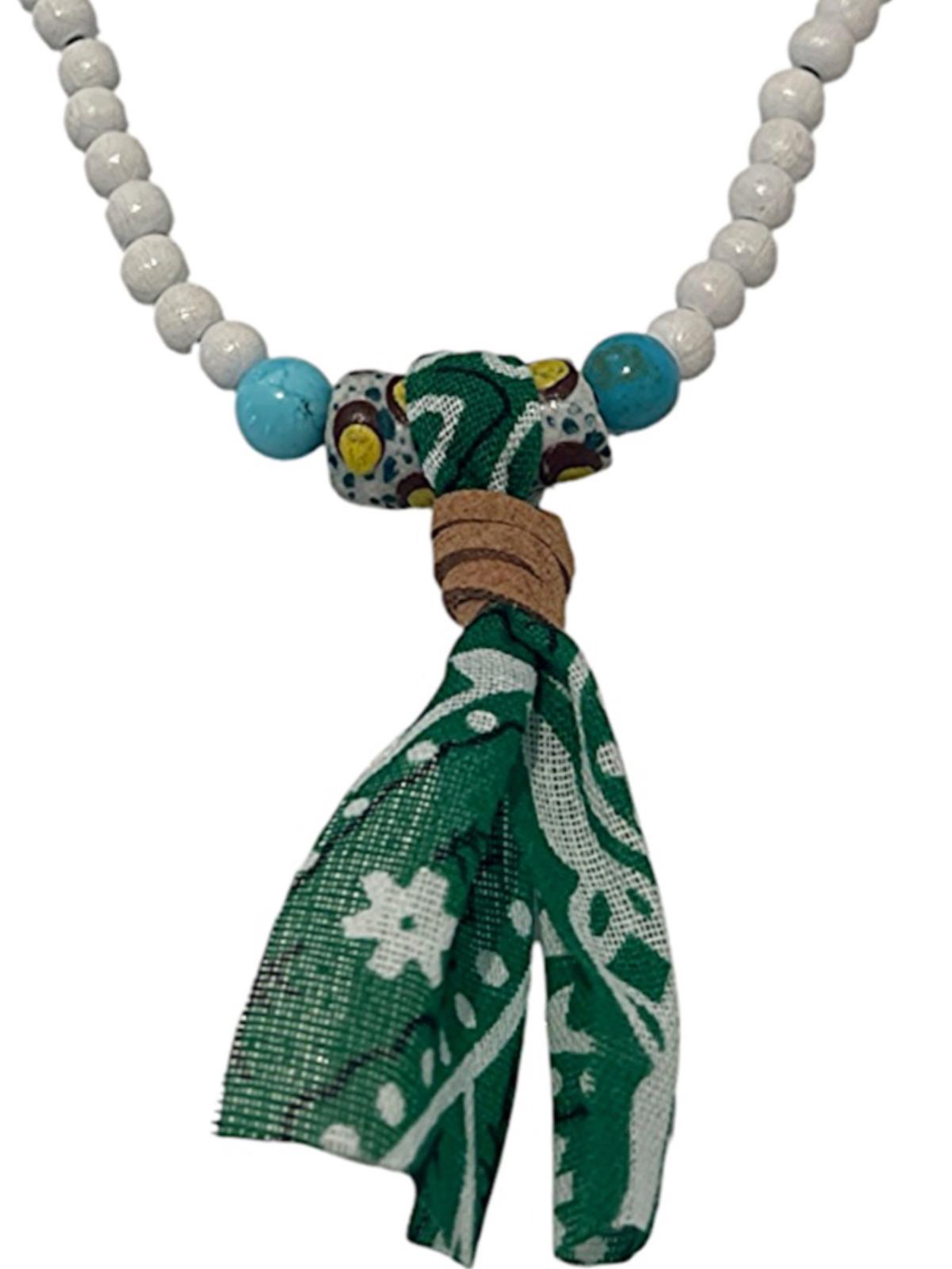 Collana Nomade Marrakech – White Pearl & Bandana Green