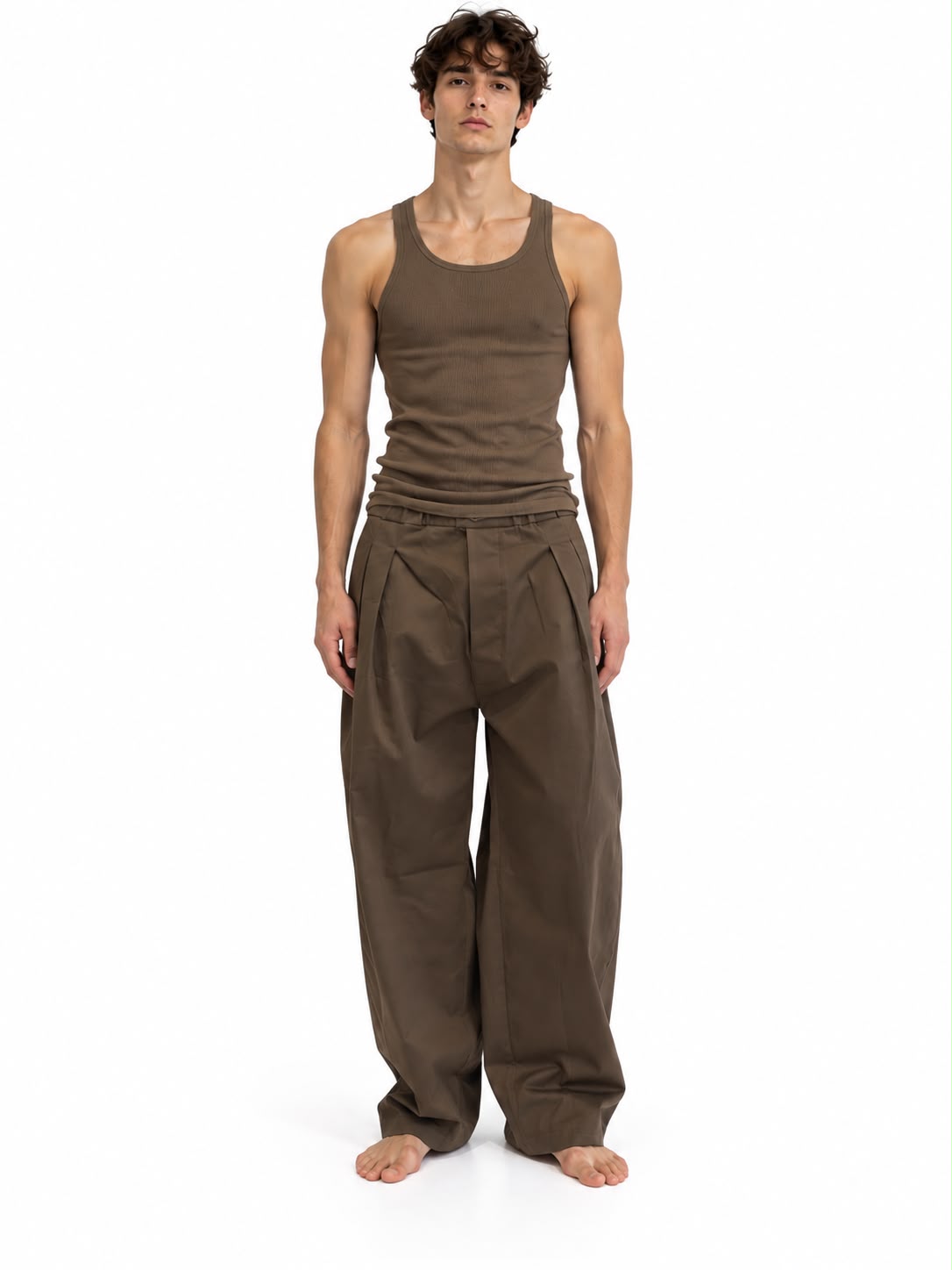 Pantalone Garcon con Pinces Tabacco