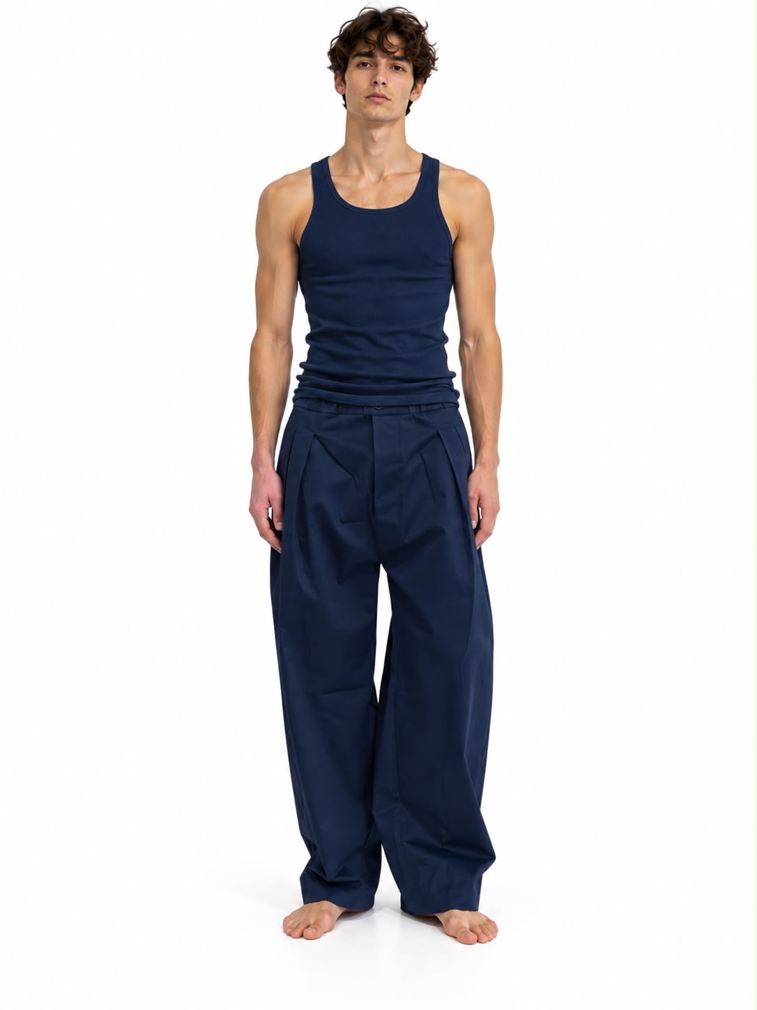 Pantalone Garcon con Pinces Blu