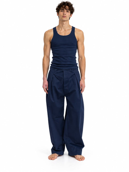 Pantalone Garcon con Pinces Blu