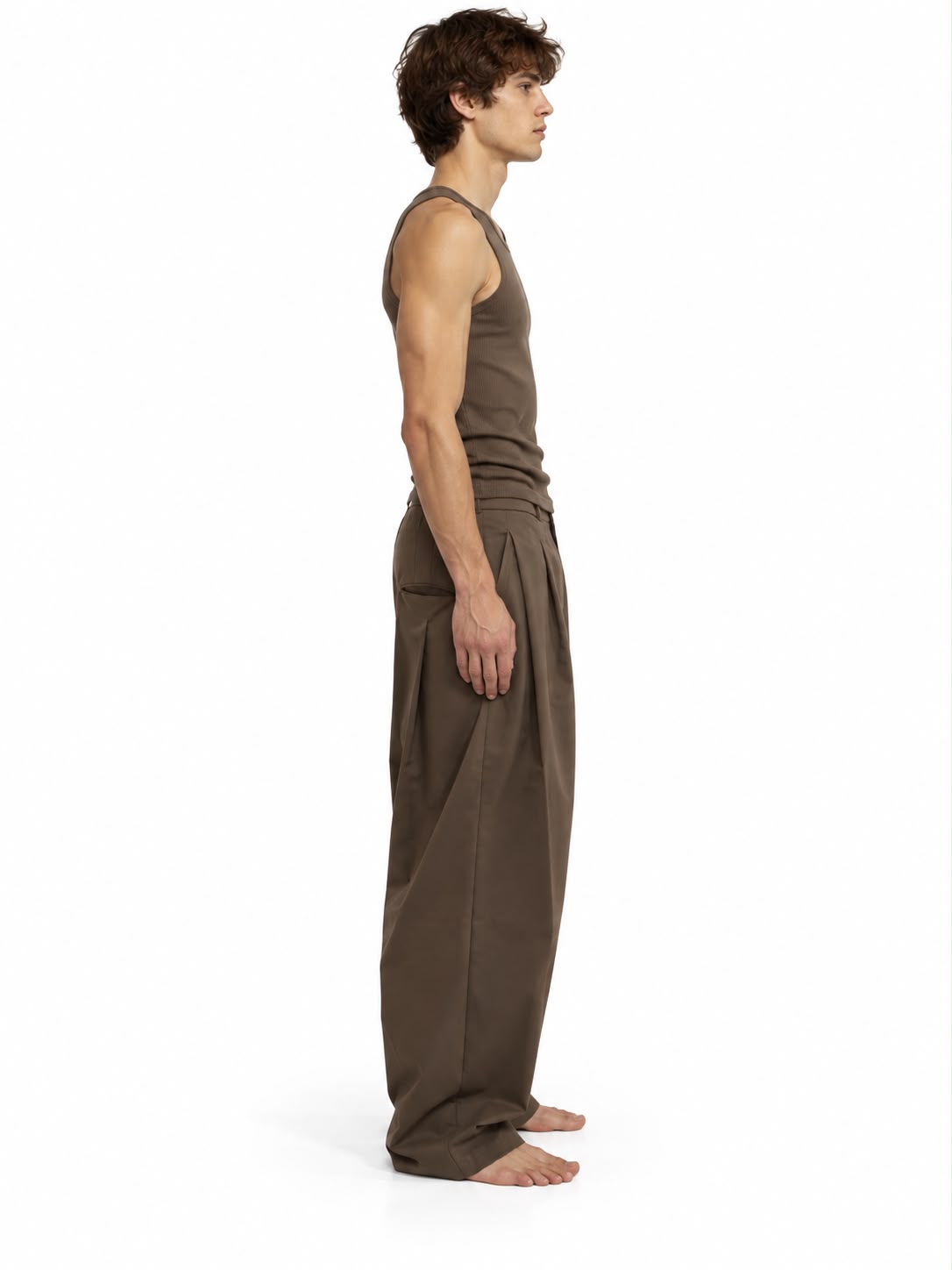 Pantalone Garcon con Pinces Tabacco