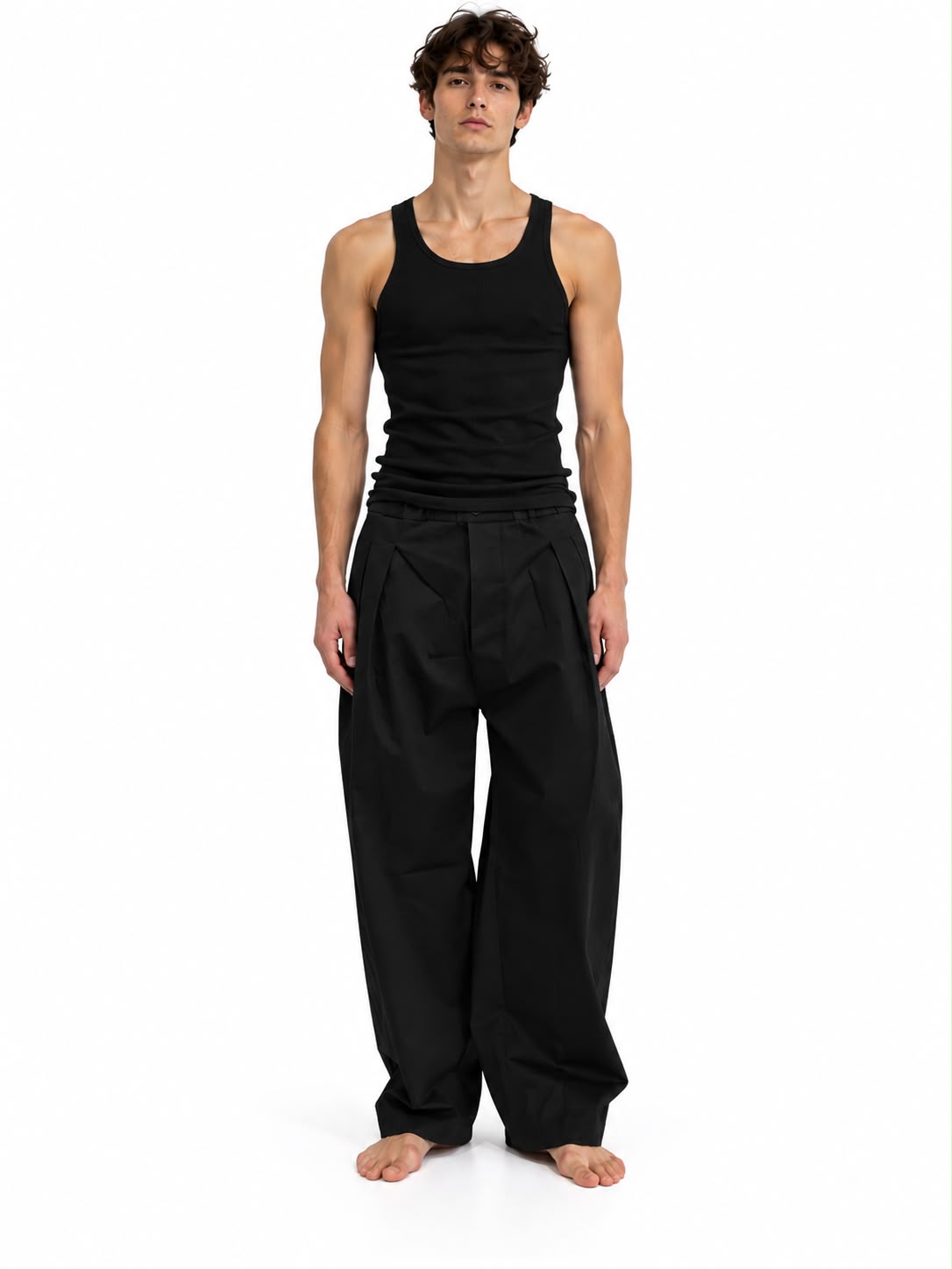 Pantalone Garcon con Pinces Nero