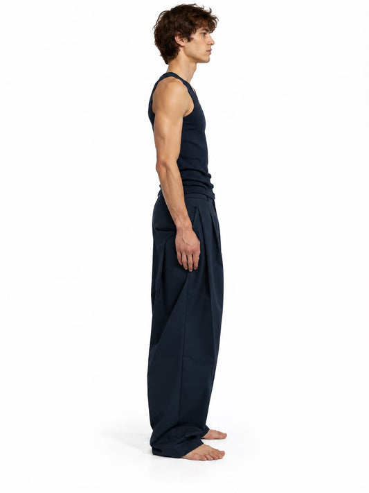 Pantalone Garcon con Pinces Blu