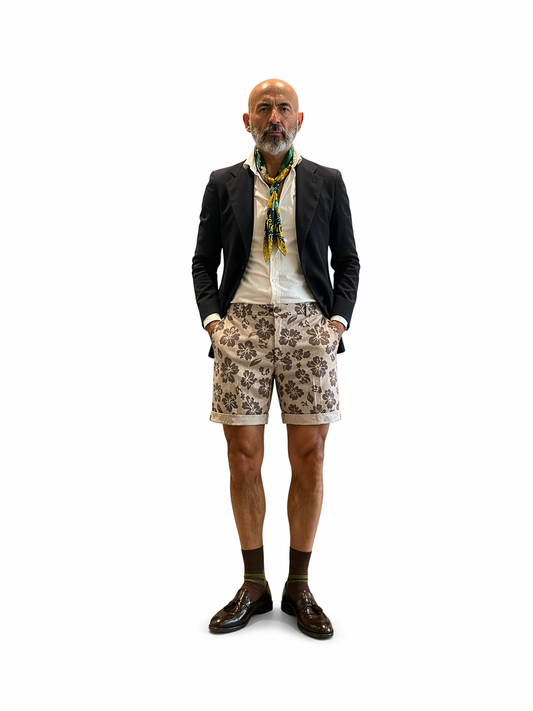 Bermuda Maison Crazy Worker 3.2 – Beige Floral Hibiscus