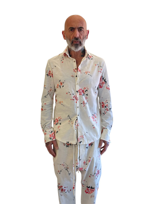 Camicia con Collo Removibile Fantasia Fiori