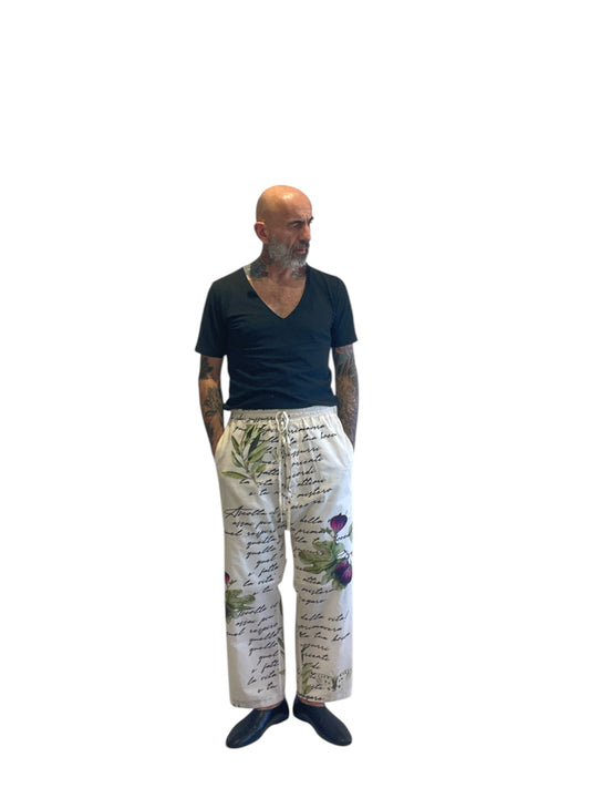 Pantalone con Fascia Elastica con Stampa Floreale